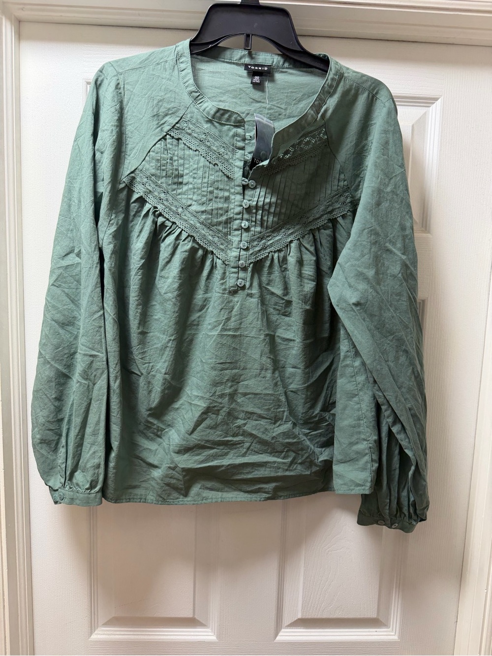 torrid Sage Green Pintuck Yoke Blouse